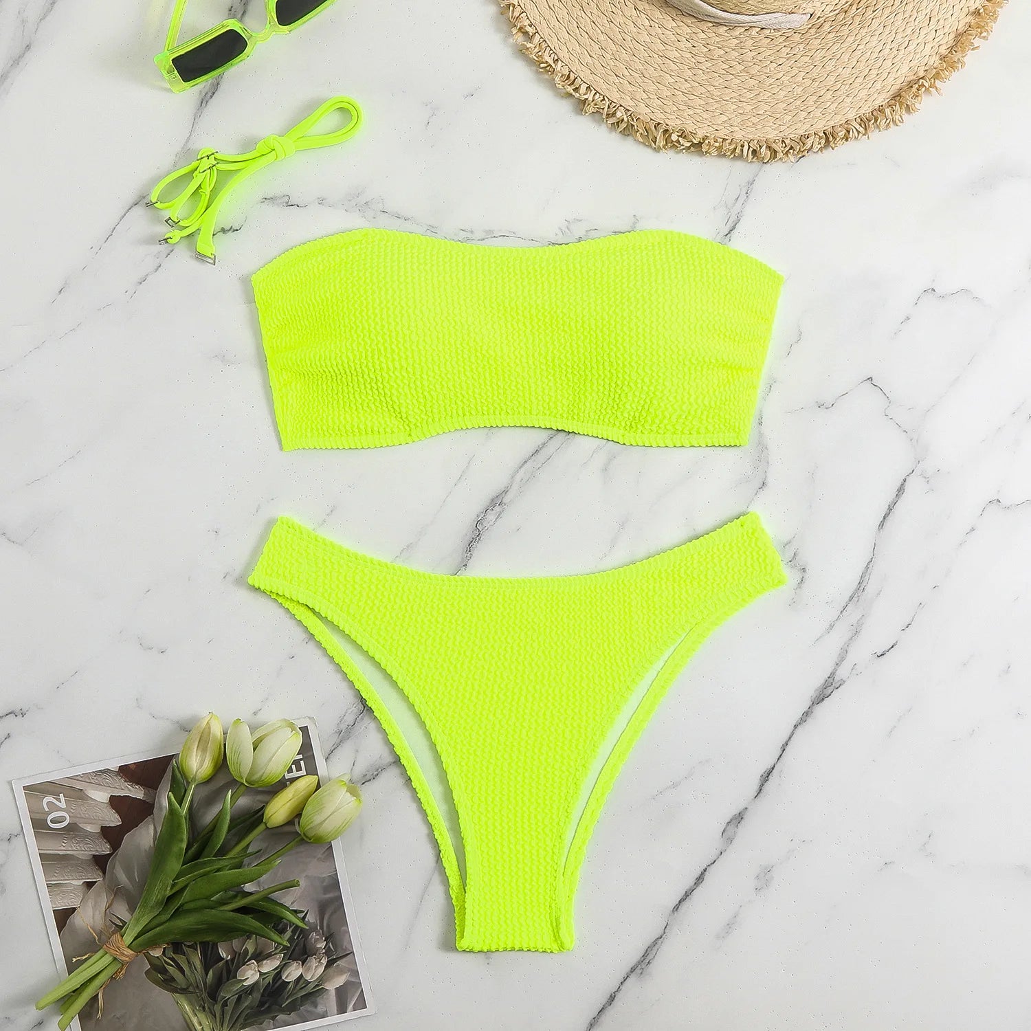RUAON Women's Summer Bikini Set with Bandeau Neckline