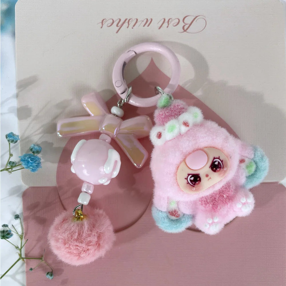 Cute Baby Doll Keychains for Kids Flocking Keyring Accessories