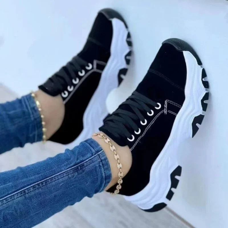 Solid Color Suede Platform Sneakers for Women by UXST