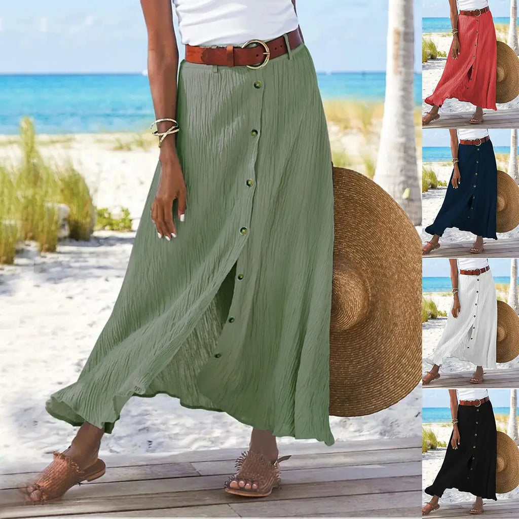 Cotton A-Line Long Skirt for Women by owner girl