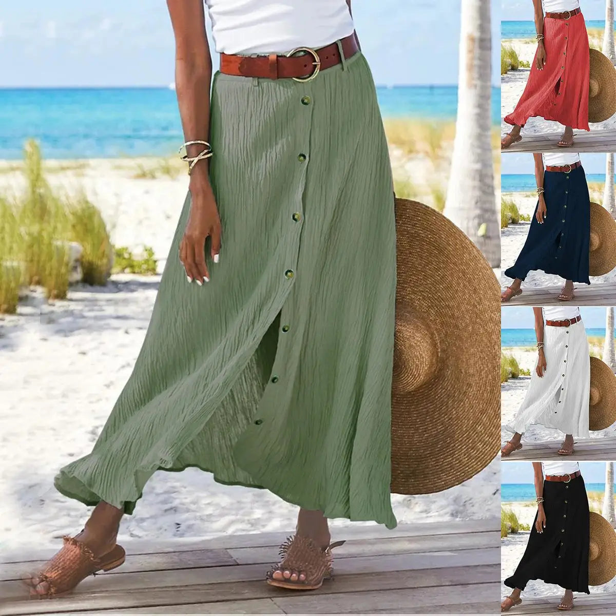 Cotton A-Line Long Skirt for Women by owner girl