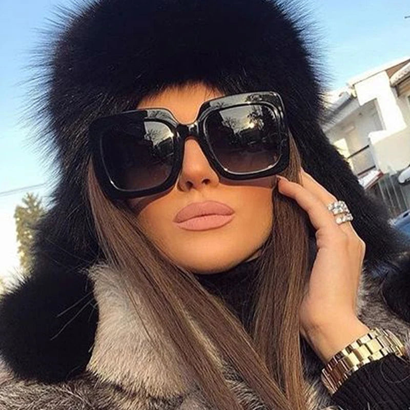 Gradient Redgreen Oversized Square Sunglasses for Women