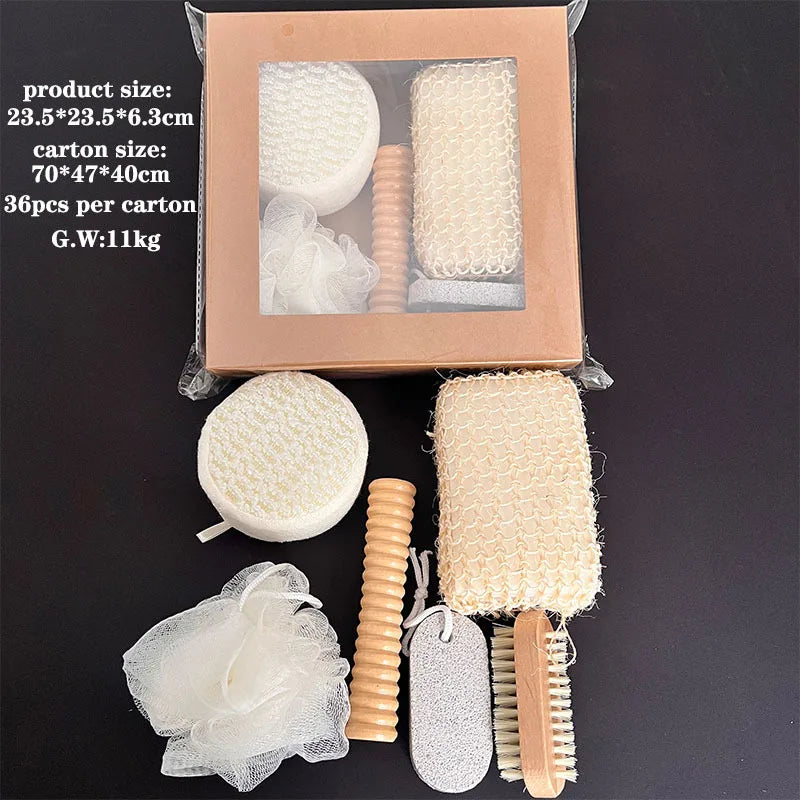 Sisal Bath Set with Towel, Brush and Grindstone Gift Box