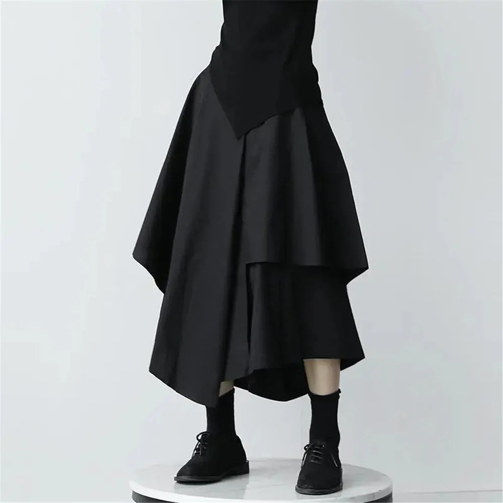 High Waist Asymmetric Skirt Pants for Women by YKANGS