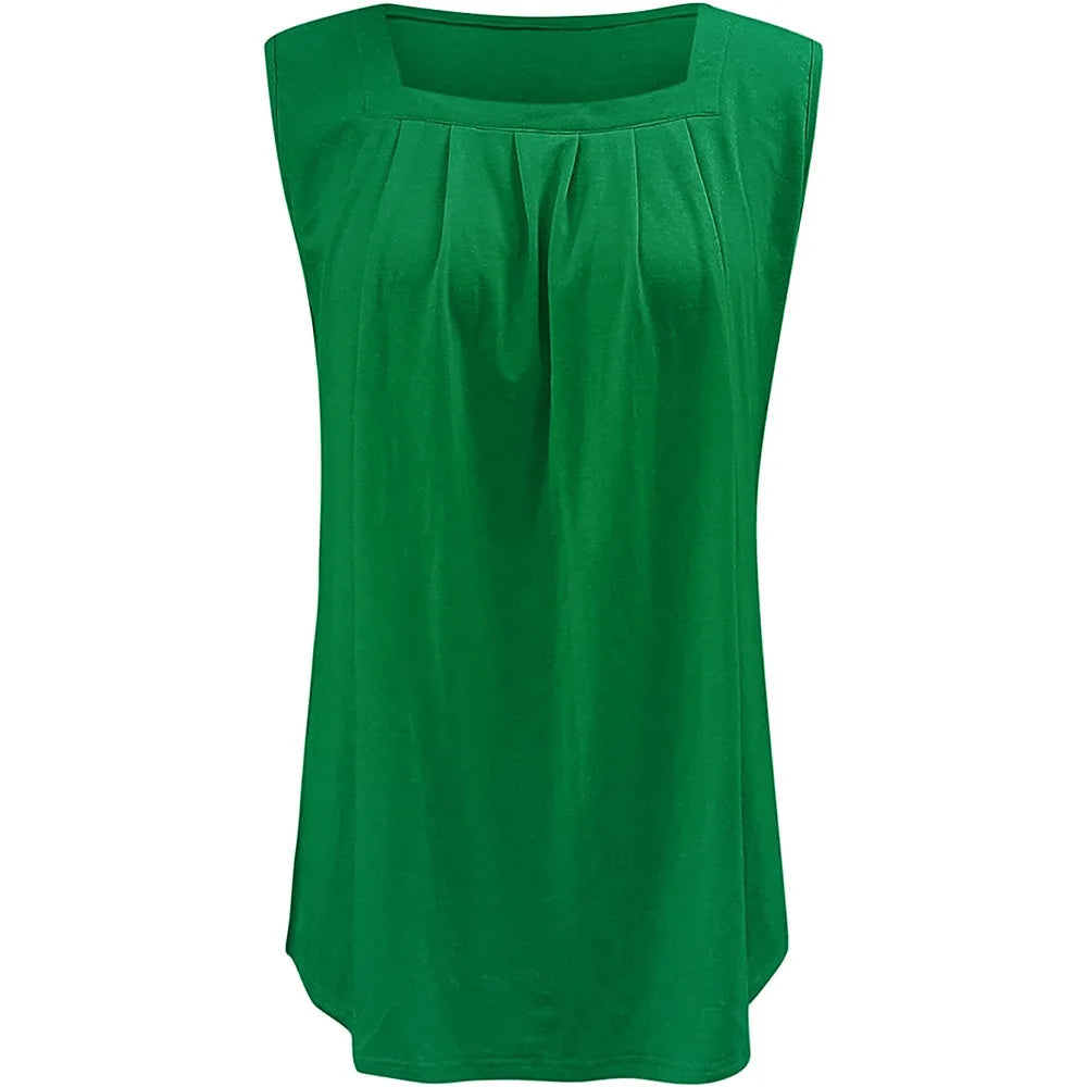 Summer Casual Solid Color Sleeveless Tank Top for Women