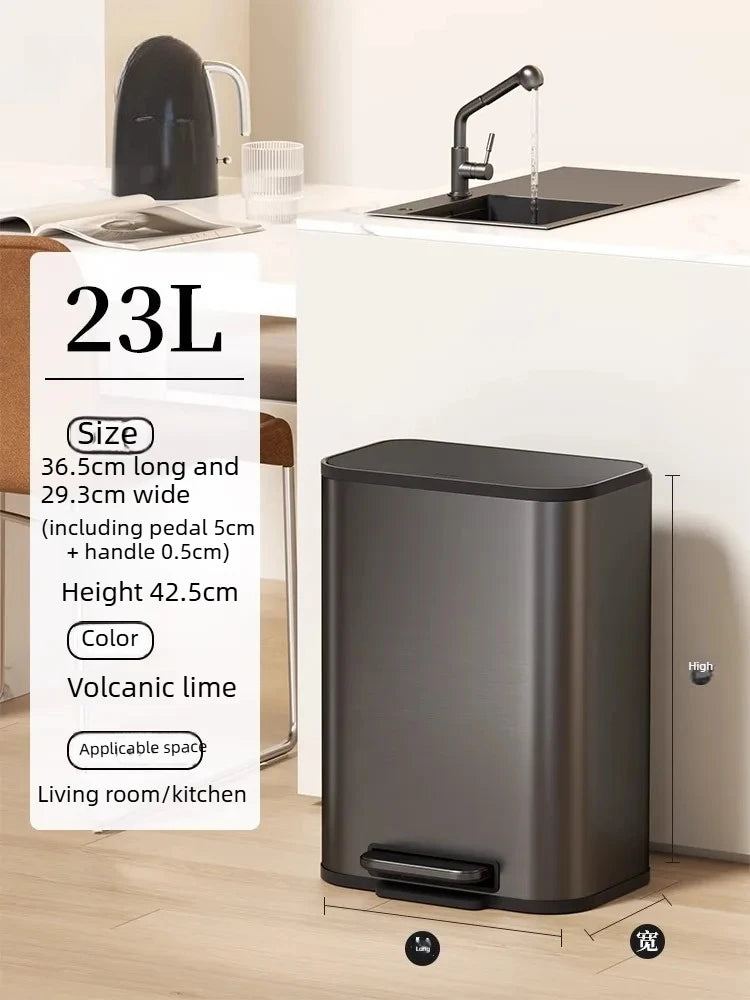 Large Capacity Stainless Steel Kitchen Bin in Italian Style