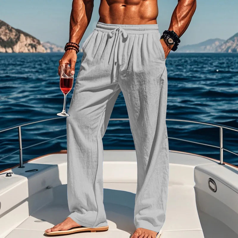 Men's 16-Color Breathable Linen Yoga Pants Loose Casual Sportswear for Spring/Summer 2025 European And American Style