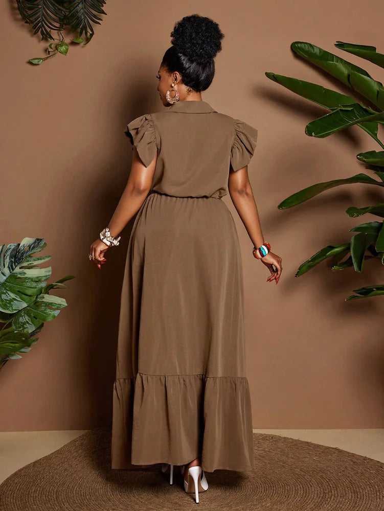 Elegant Plus-Size Two-Piece Set with Flare Sleeves