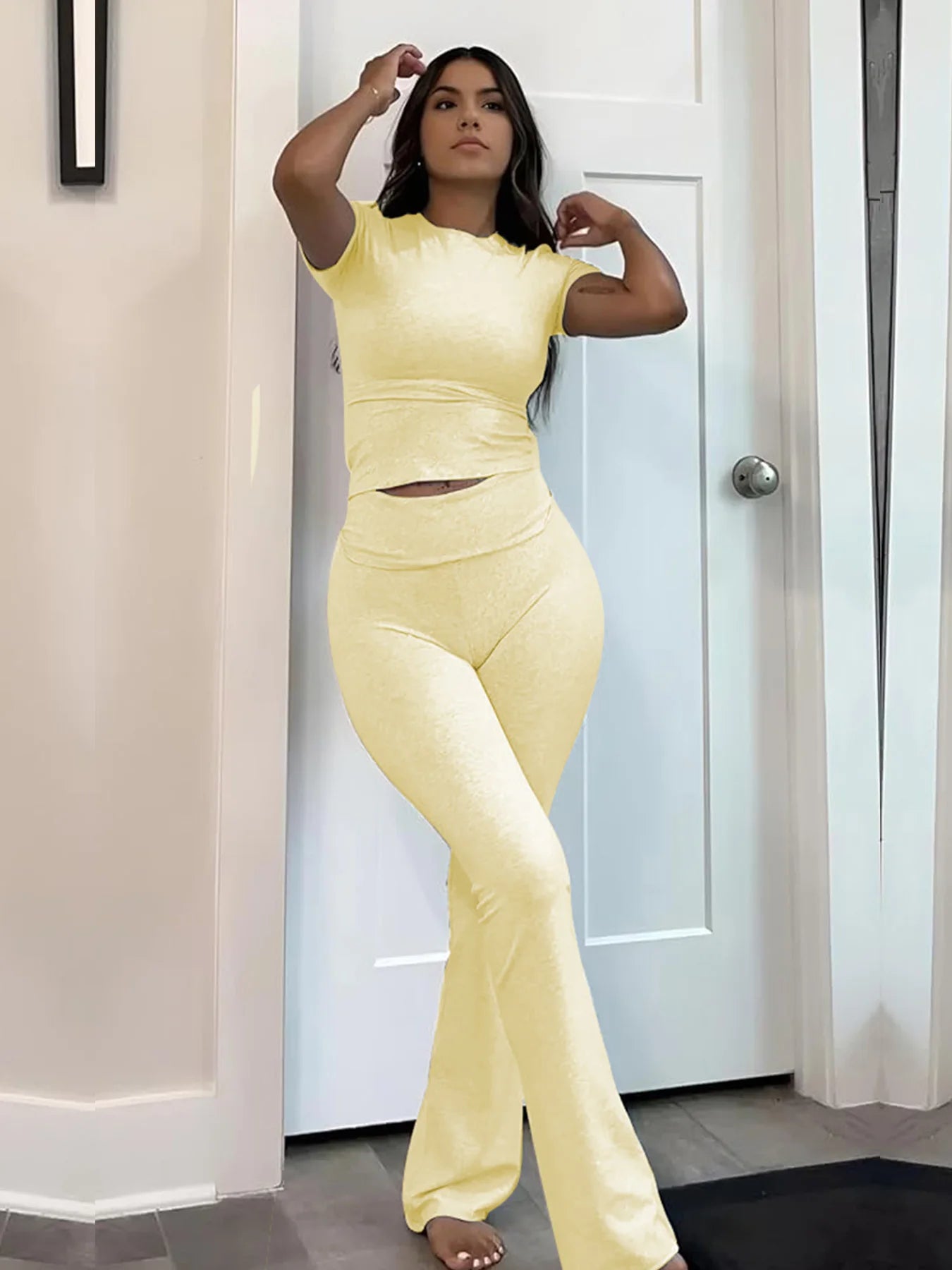 High Waist Flare Pants Tracksuit Set for Women by charnisha