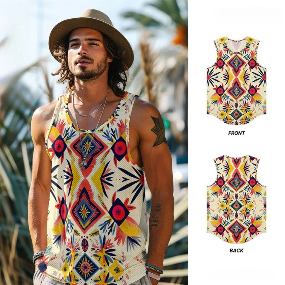 Men's Breathable Polyester Tank Top for Summer Sports
