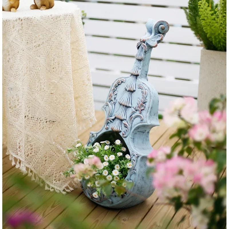 Modern Violin Planter Flower Pot for Balcony and Garden