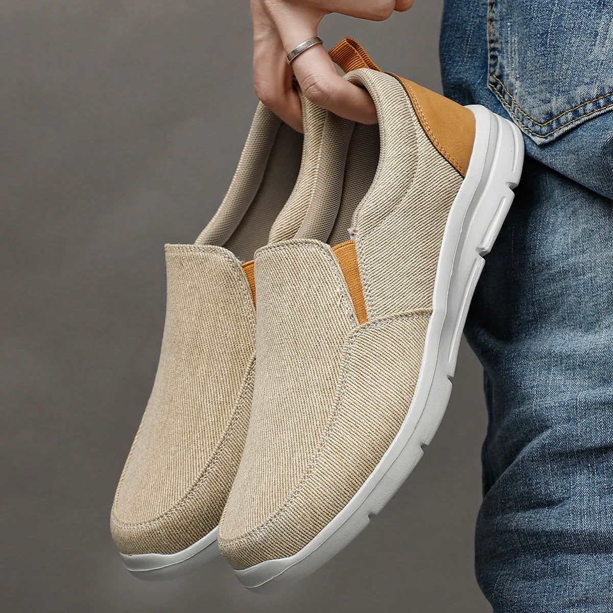 Breathable Canvas Slip-On Loafers for Men by PUAMSS