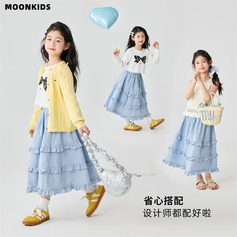 Korean Cotton Tutu Skirt for Girls in Plaid Design