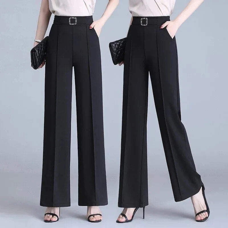High Waist Wide Leg Pants for Women in White and Black