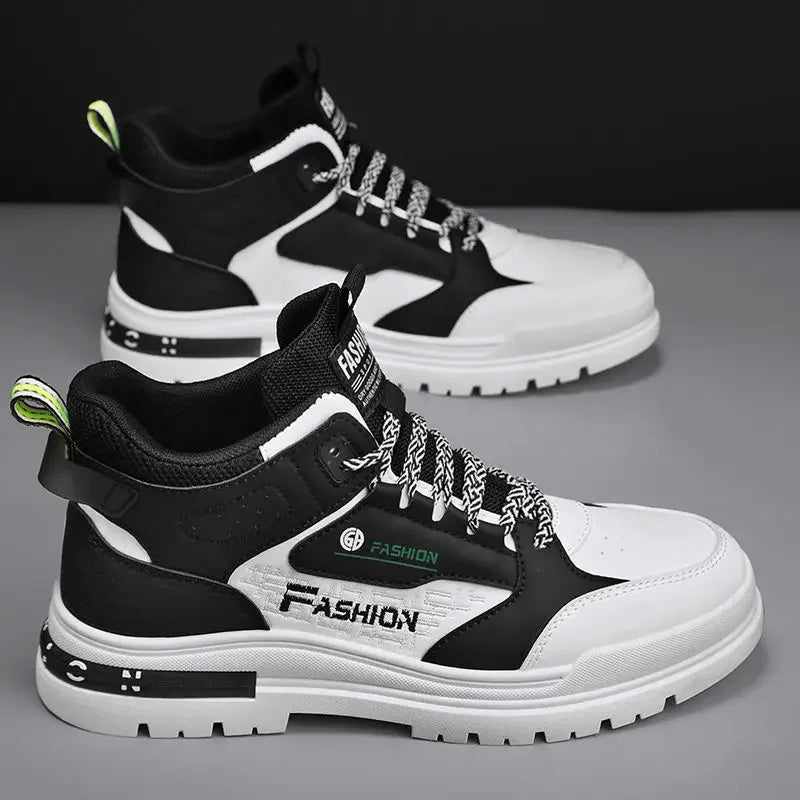 YEAE Men High Top Lace-Up Sneakers for Outdoor Walking