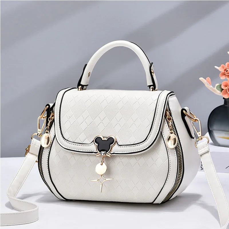 Luxury Genuine Leather Women's Bow Bucket Tote Handbag