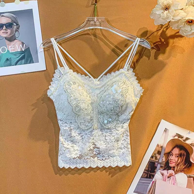 Floral Beaded Tank Top for Women - Y2K Style Crop Top