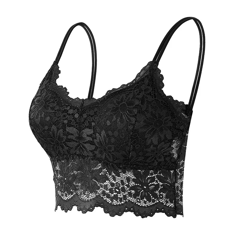 Lace Wireless Bralette for Women - Comfortable Solid Color Design