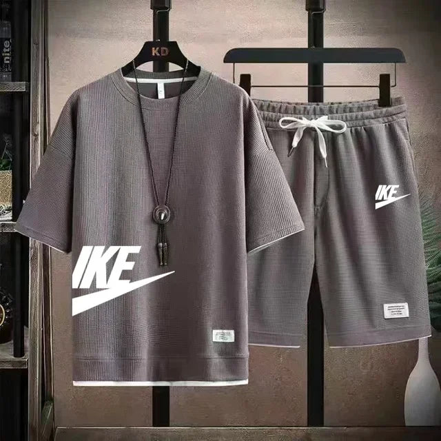 Men's Casual Sportswear Set with Short-Sleeved T-Shirt and Shorts