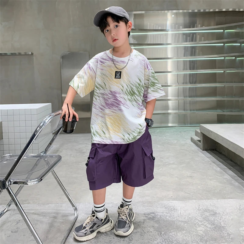 Boys Summer Clothing Set Casual Outfit for Ages 5-14