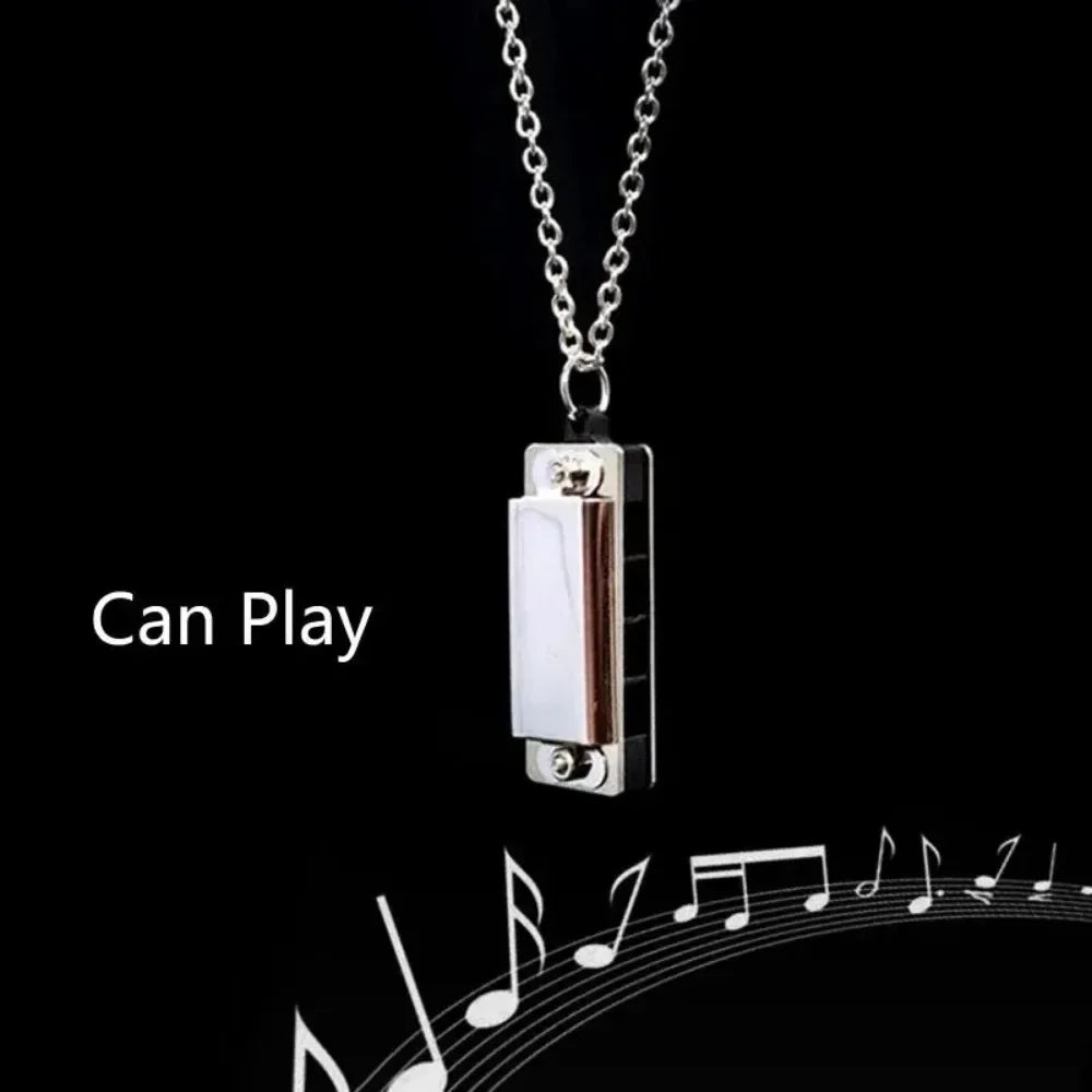 Mini Harmonica Necklace For Men Women Creative Musical Pendant Can Blow Sound Fashion Niche Design Jewelry