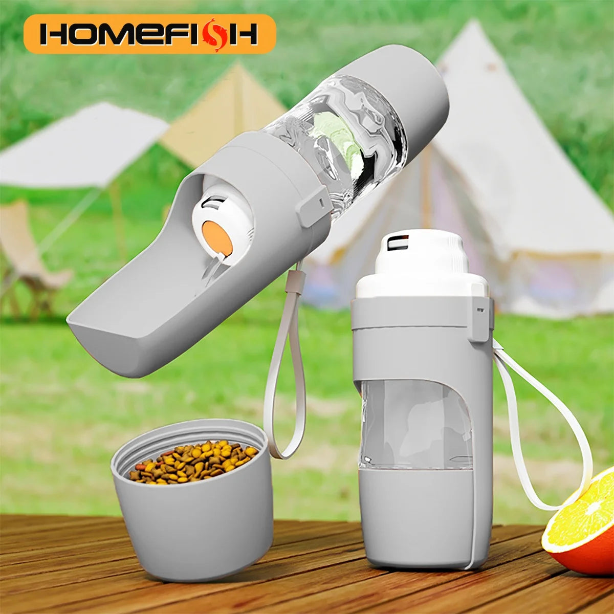 Integrated Portable Pet Water and Food Dispenser Bottle