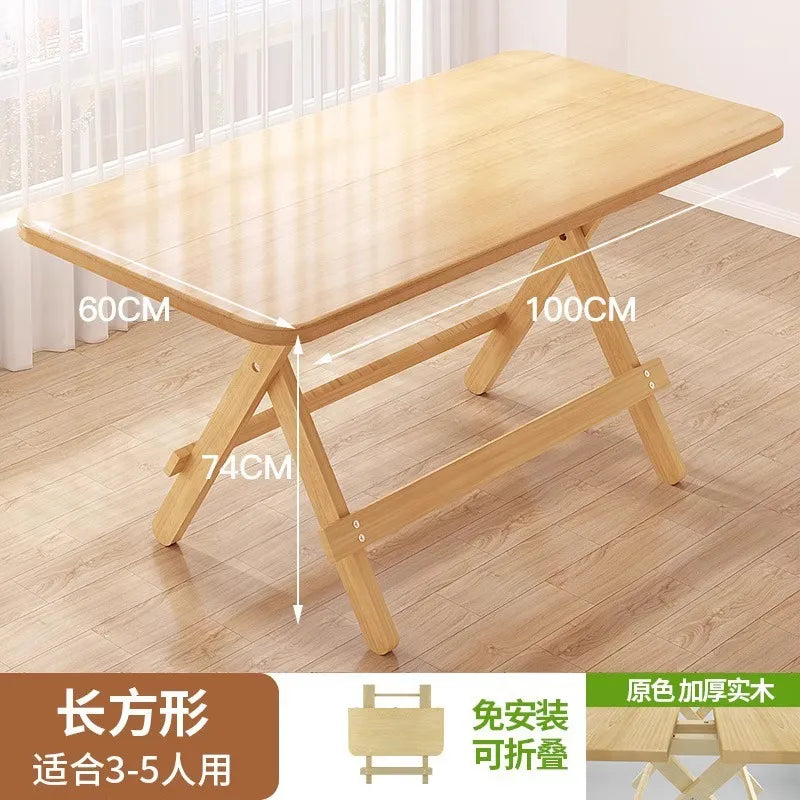 Solid Wood Foldable Dining Table for Small Spaces