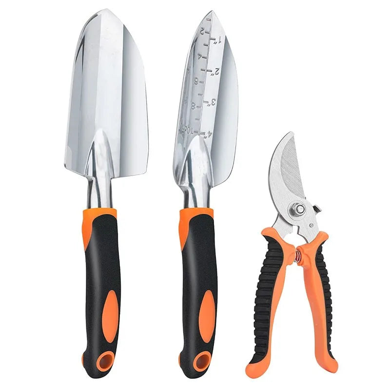 8 Piece Plastic Gardening Tool Set with Tote Bag and Pruning Shears