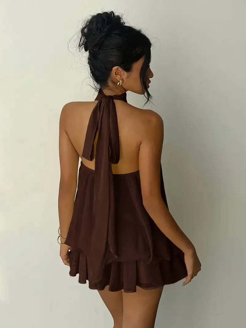 Elegant Women's A-line Beachwear Dress in Polyester