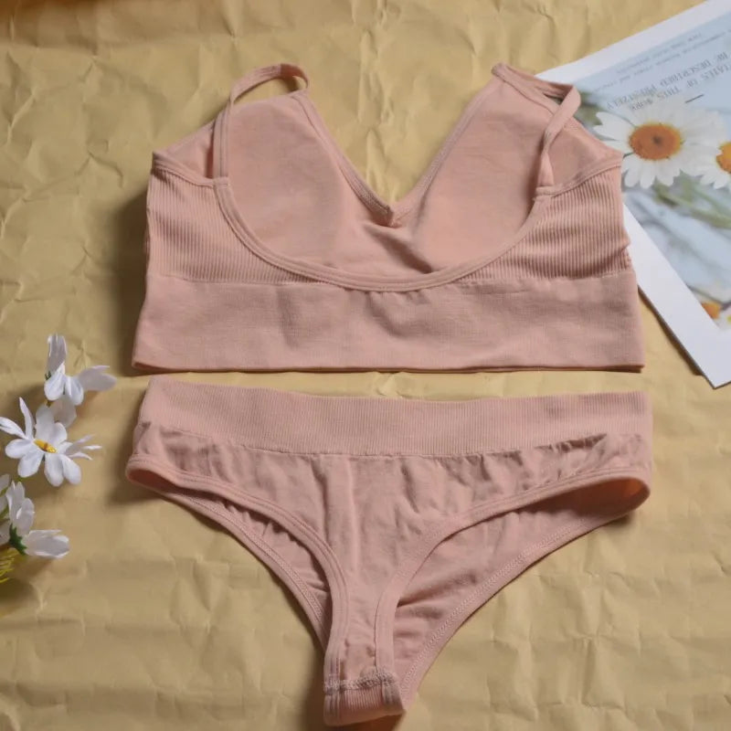 Women's Seamless Pushup Bra and Thong Lingerie Set