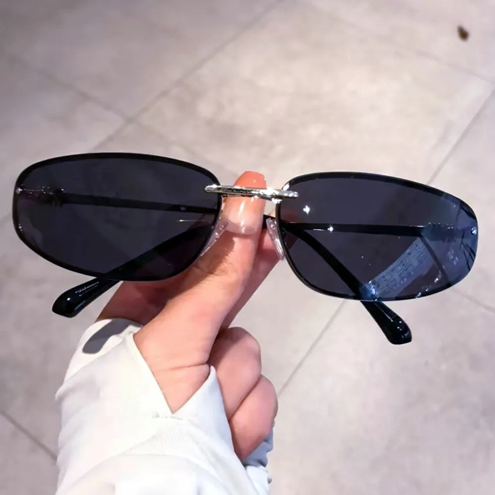 Gradient Alloy Sunglasses for Women in Silver Rectangle Style