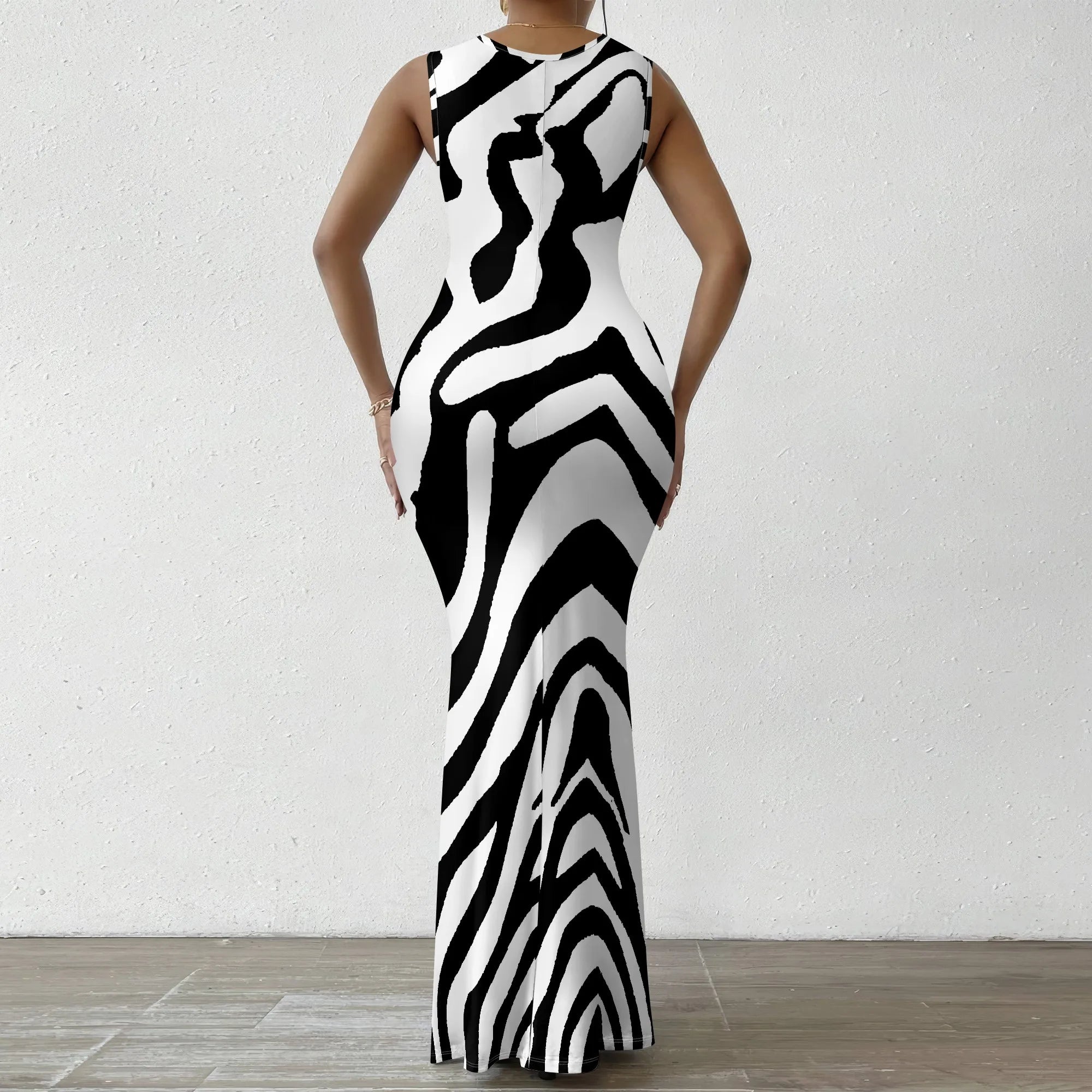Colorful Geometric Off-Shoulder Maxi Dress for Women