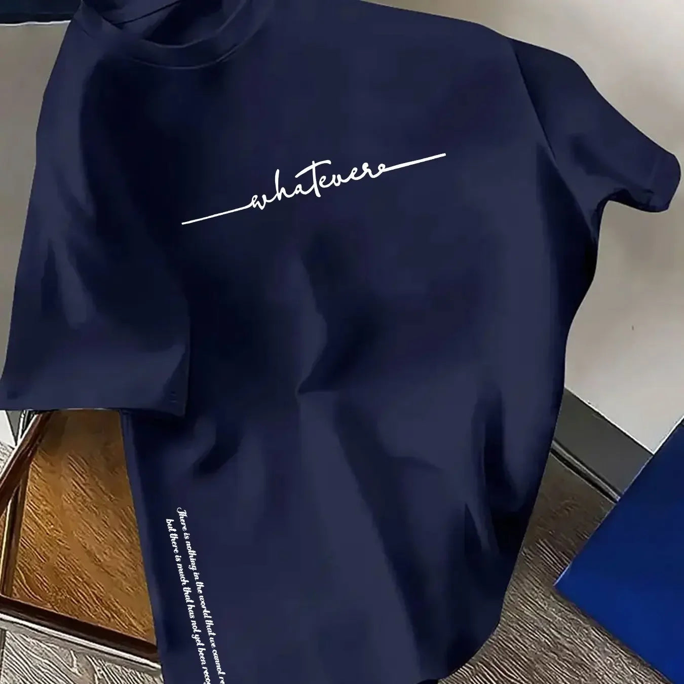 Stylish Men's T-Shirt: 100% Cotton, Minimalist Letter Print, Casual, Comfortable, Versatile, Loose-Fit, Sporty Style.