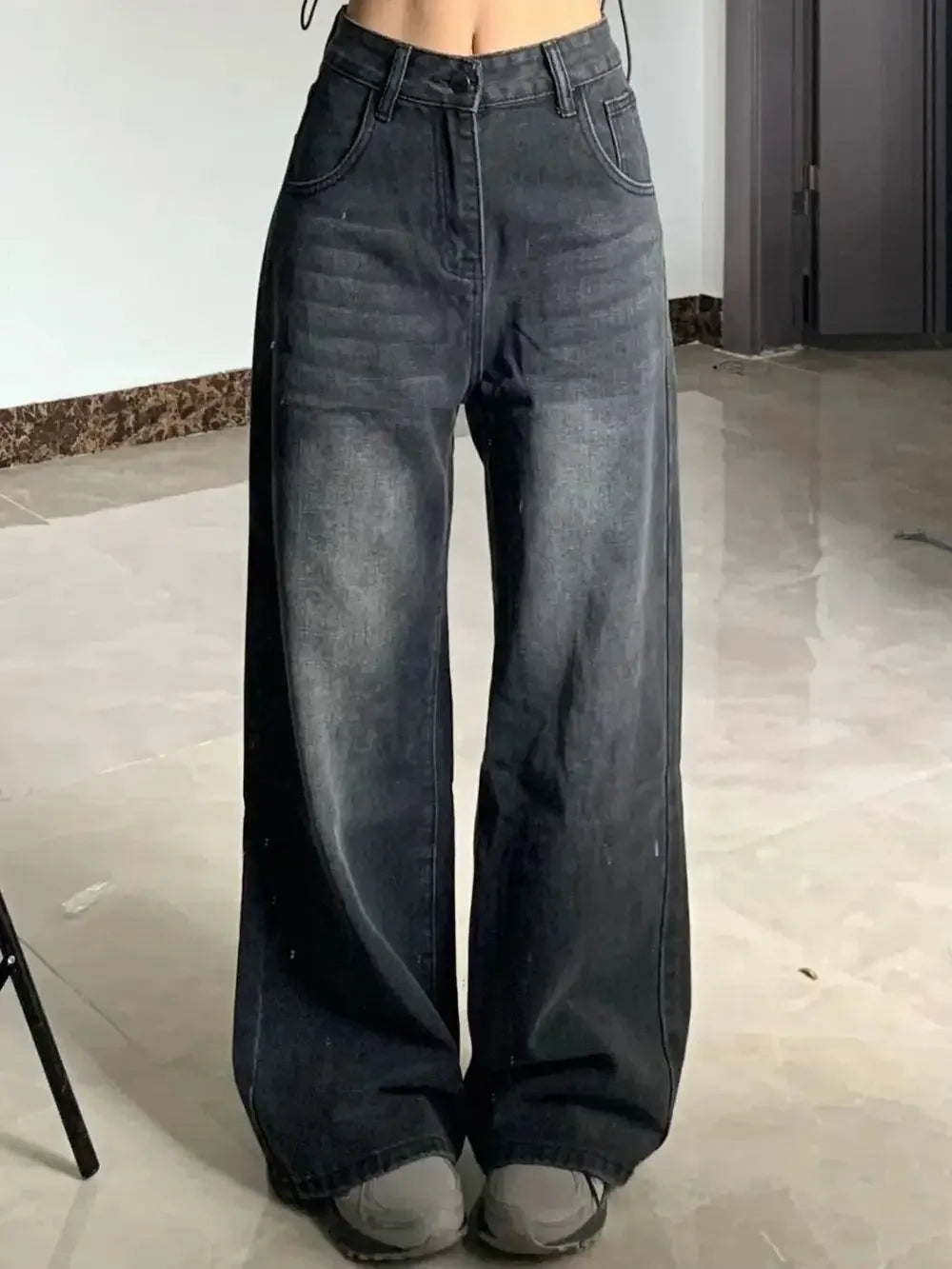 High-waisted Loose-fit Bell Bottom Jeans for Women Plus-size