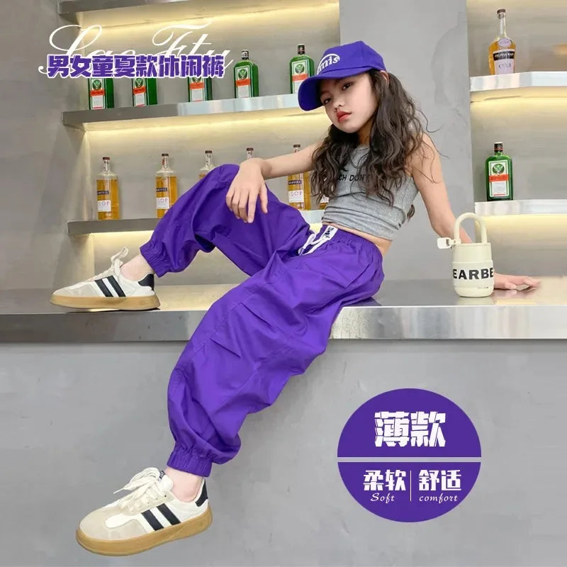 Trendy Girls Cargo Pants for Kids with Pockets 4-6Y