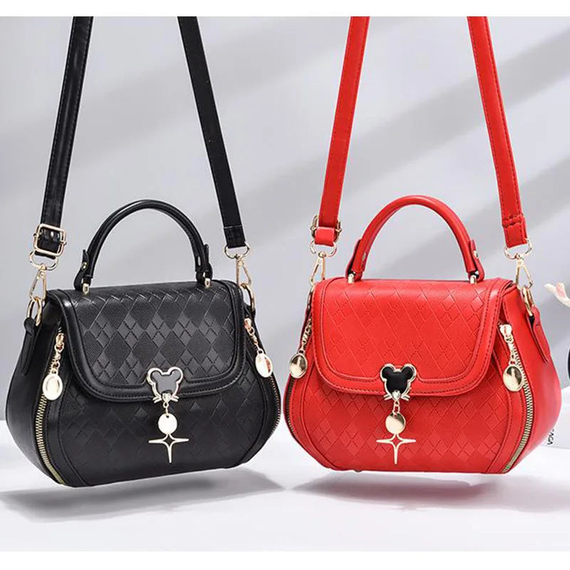 Luxury Genuine Leather Women's Bow Bucket Tote Handbag
