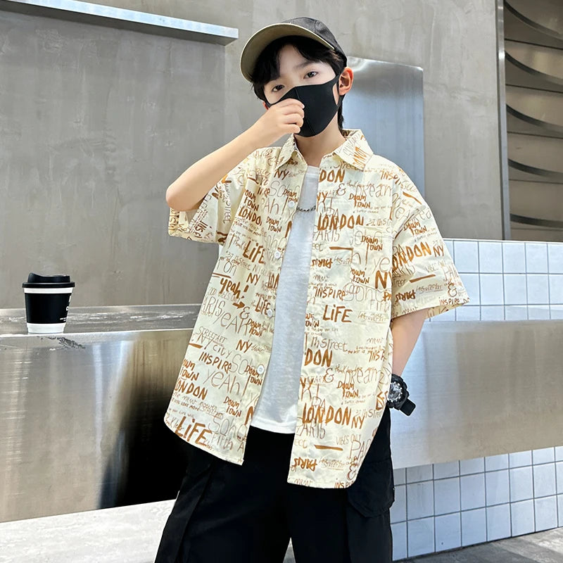 Boys Casual Summer Shirt in Cotton and Polyester Blend