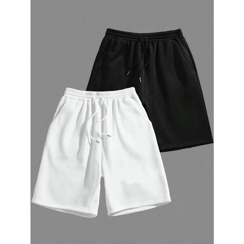 Men's Casual Black and White Shorts for Spring and Summer