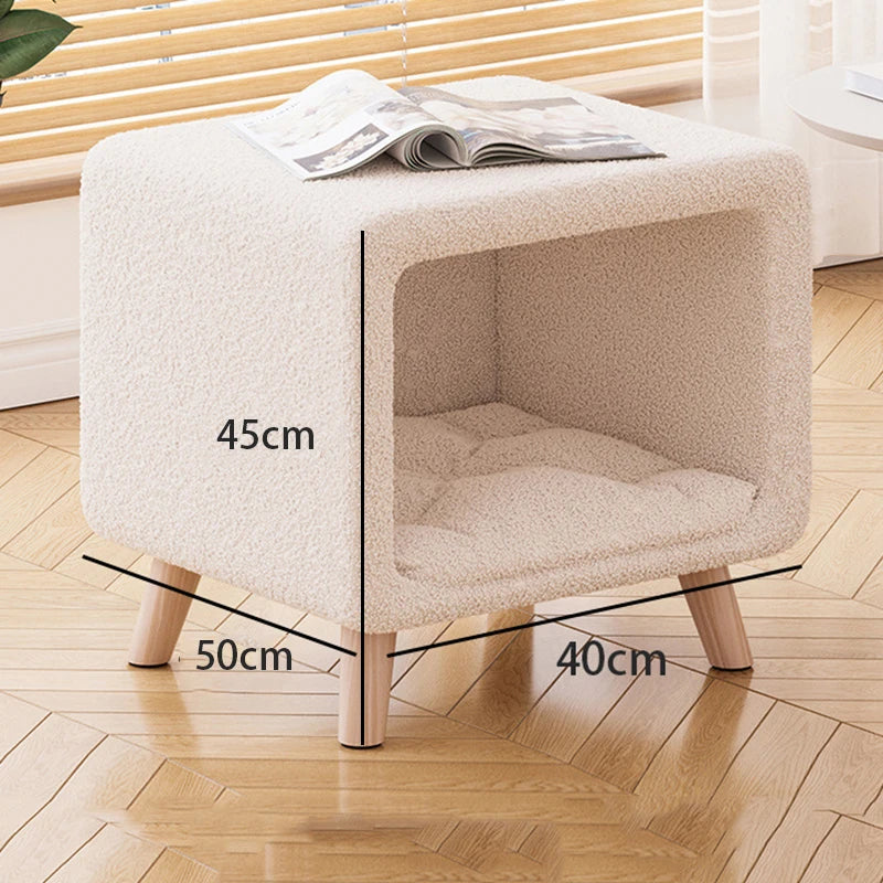 Modern Wood Nightstand with Flannel Storage in Minimalist Style