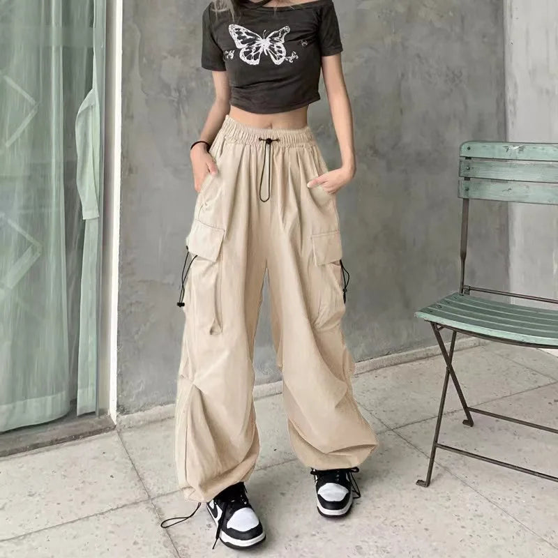 2025 Women's Solid Polyester Cargo Joggers for Sports