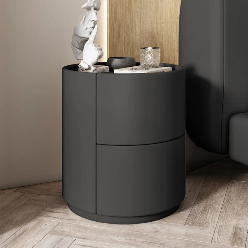 Modern Minimalist Solid Wood Nightstand with Two Drawers