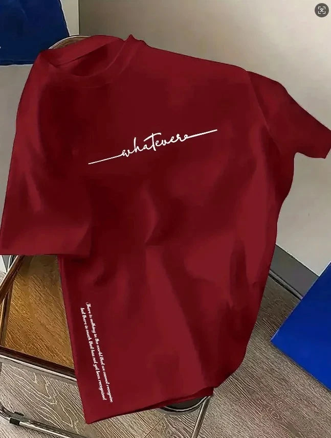 Stylish Men's T-Shirt: 100% Cotton, Minimalist Letter Print, Casual, Comfortable, Versatile, Loose-Fit, Sporty Style.