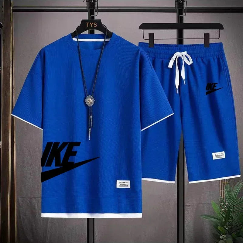 Men's Casual Sportswear Set with Short-Sleeved T-Shirt and Shorts