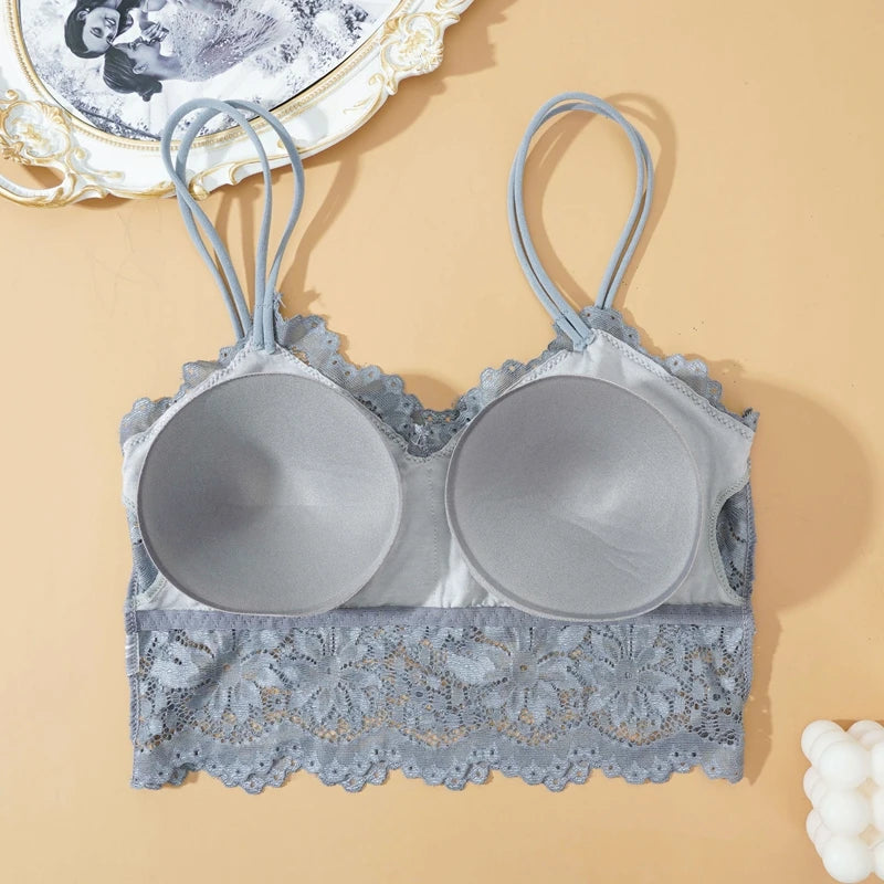 Lace Wireless Bralette for Women - Comfortable Solid Color Design