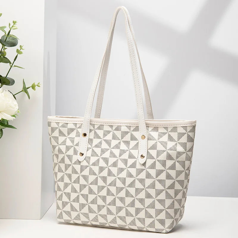 Embossed Floral Tote Bag for Women with Large Capacity