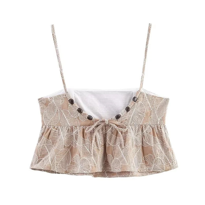 Klkxmyt Women Embroidery Crop Top and Wide Leg Trousers Set