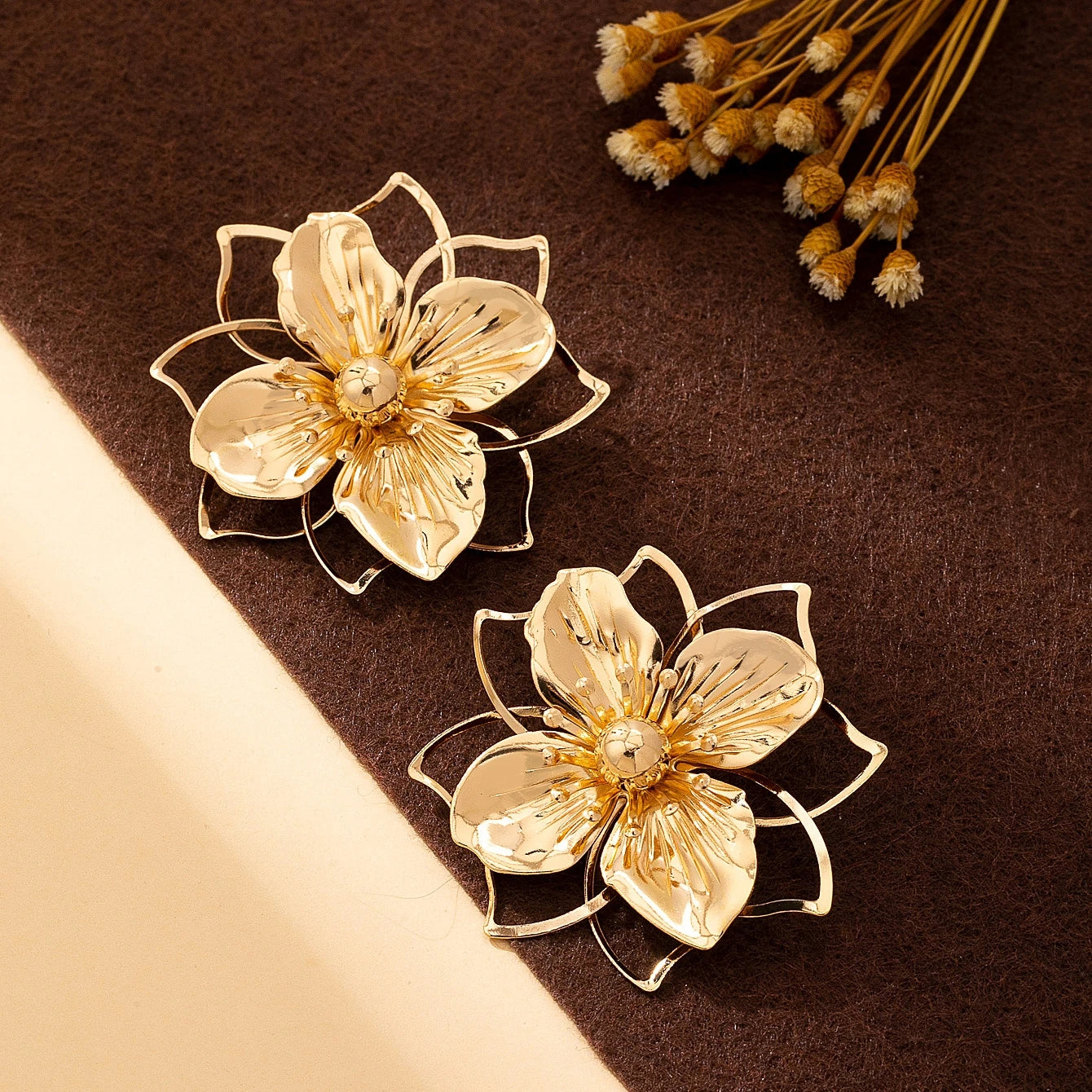 Cute Romantic Metal Stud Earrings for Women