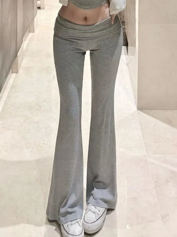 Flared Low Waist Casual Pants for Women by MALEY LifeStyle