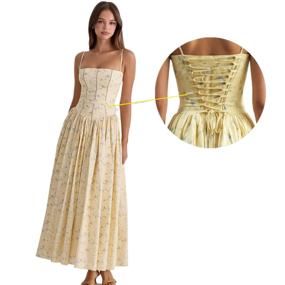 Suninheart Women's Midi Floral Print Dress for Summer 2025