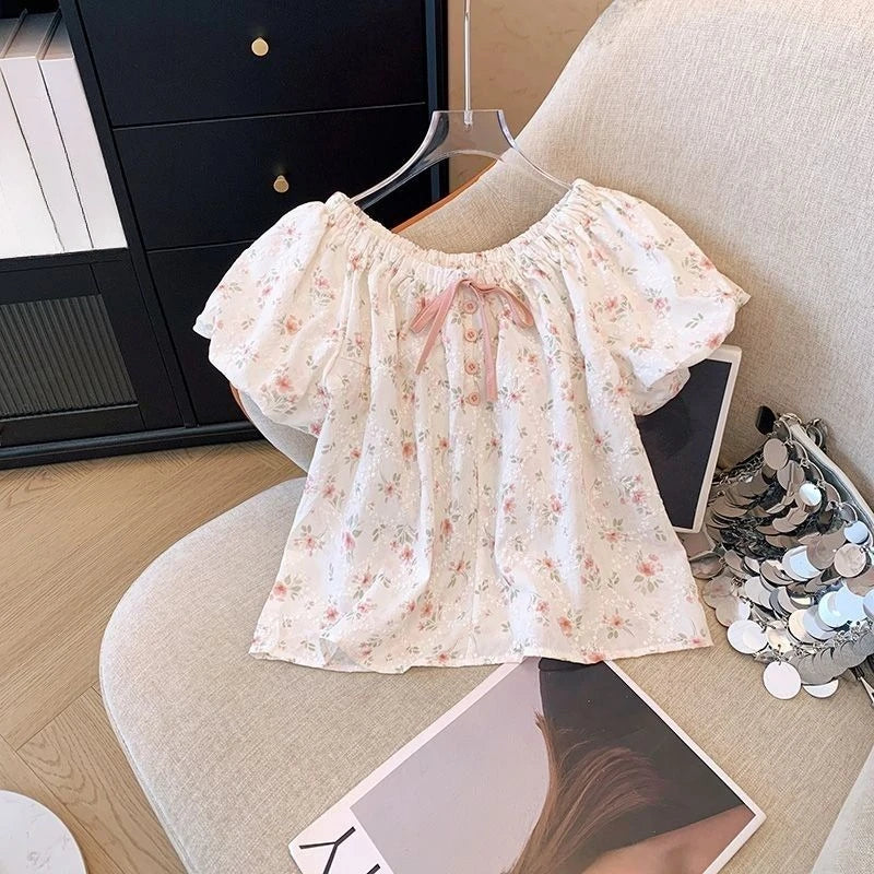 Cute Floral Blouse for Girls Summer Casual Wear